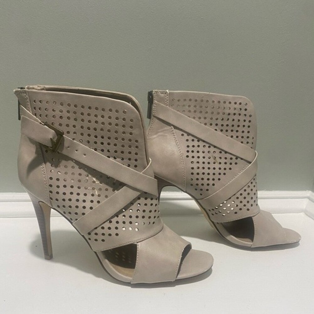Bumper Gray Stiletto Heel High Ankle Booties-size 9